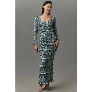 NWT V. Chapman Lanie Maxi Smocked Dress in Emerald Peony Print size 6